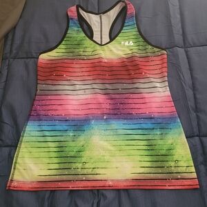 FILA Women's Rainbow Striped Tank Top Sz XL